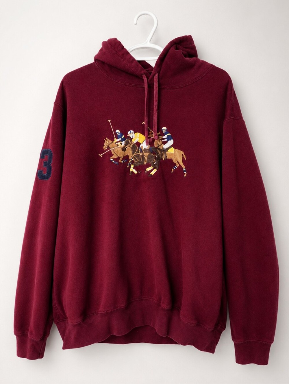 Ralph Lauren Polo Triple-pony Fleece Hoodie Pullover Size XL Burgundy